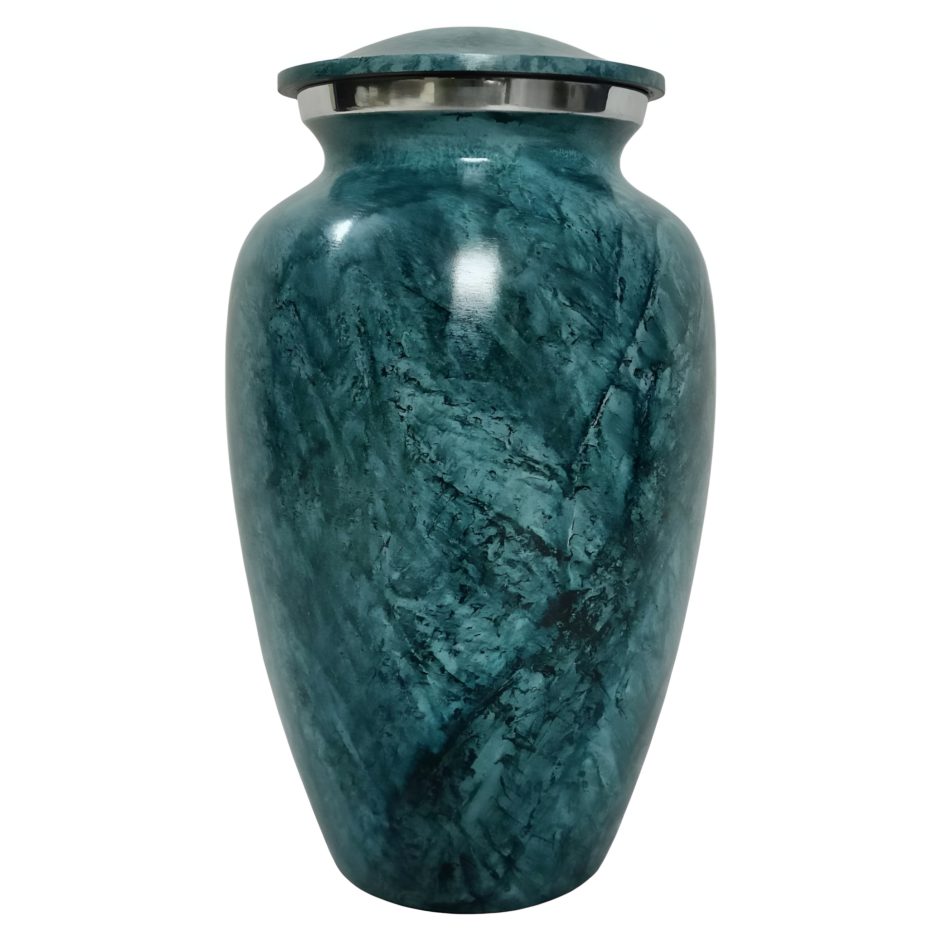 GREEN MARBLED URN