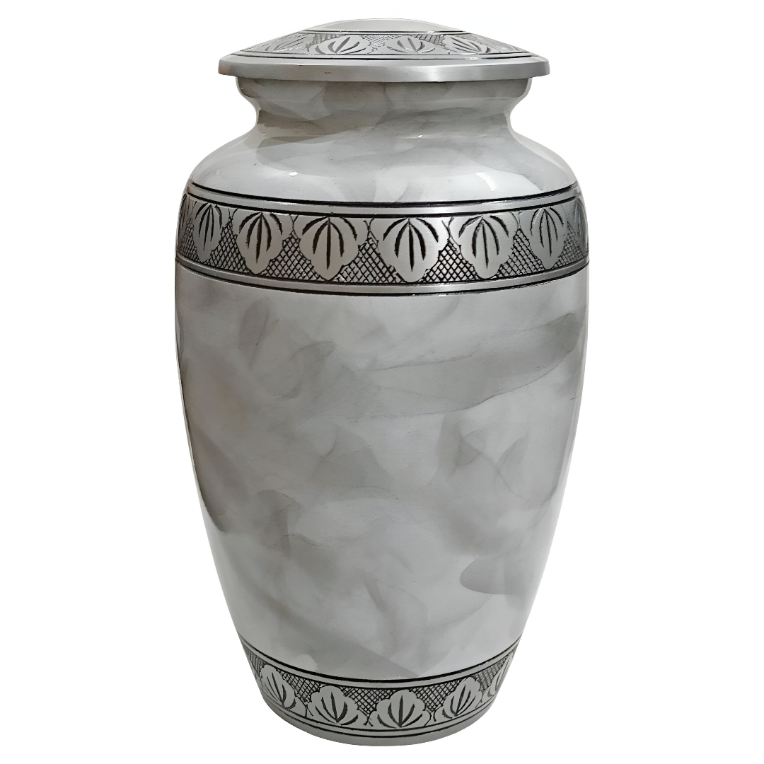WHITE SMOKEY URN