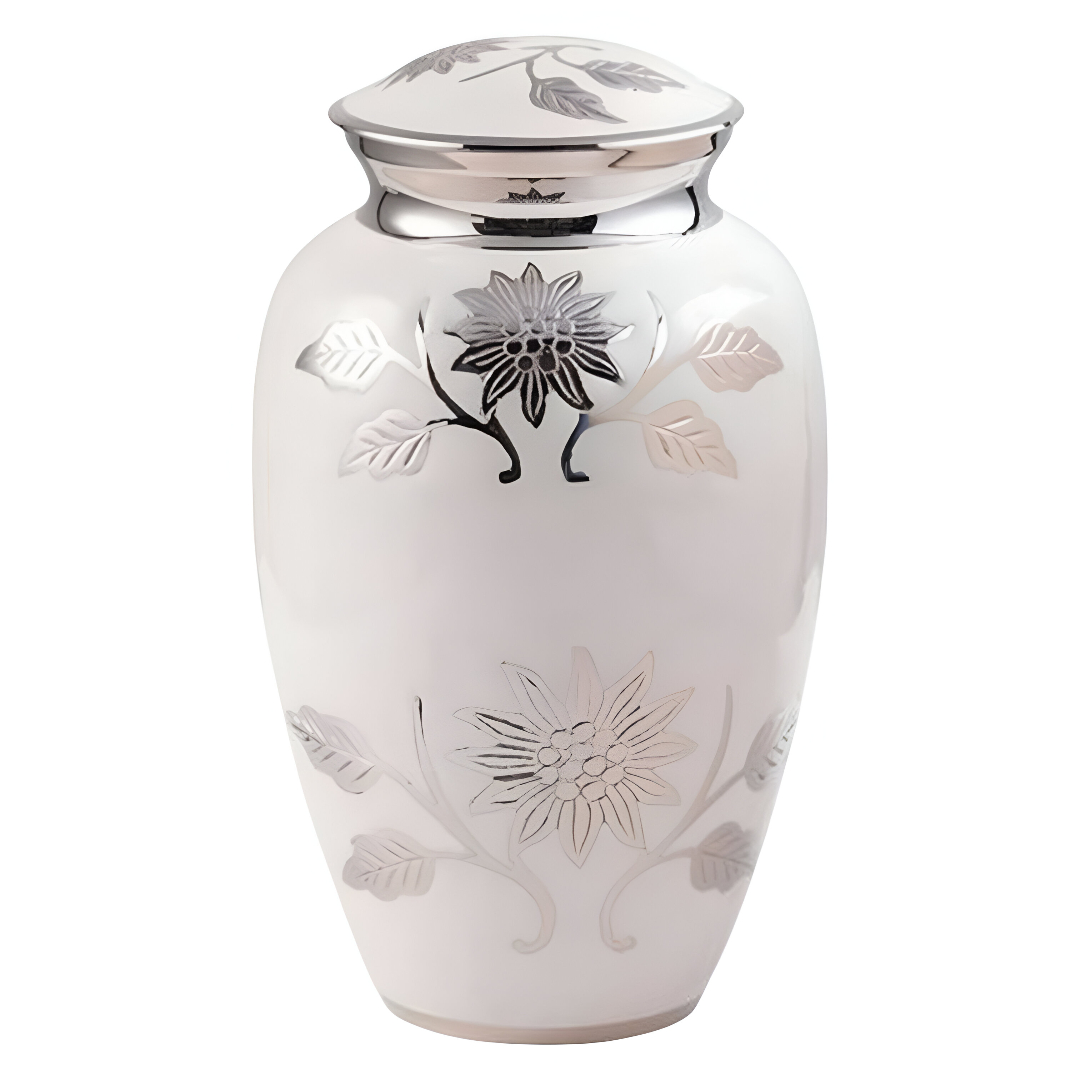 SWIRL WHITE URN