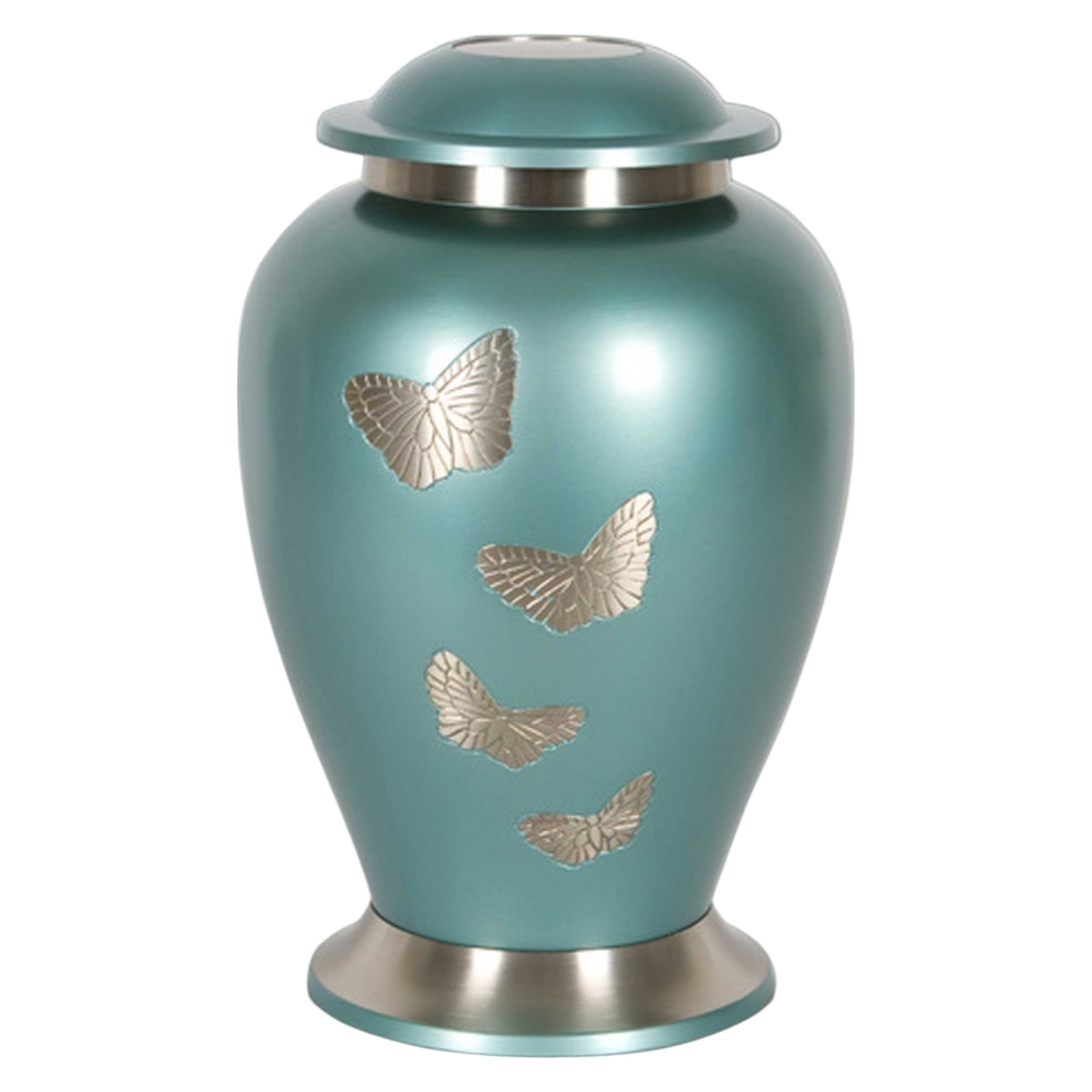 METALLIC BLUE BUTTERFLY URN 