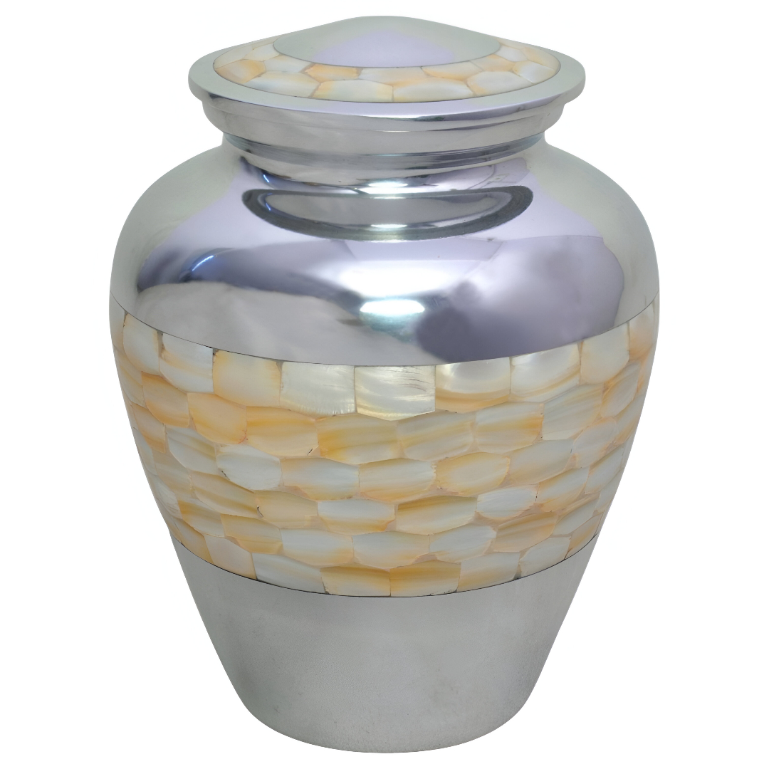 SILVER MOTHER OF PEARL URN
